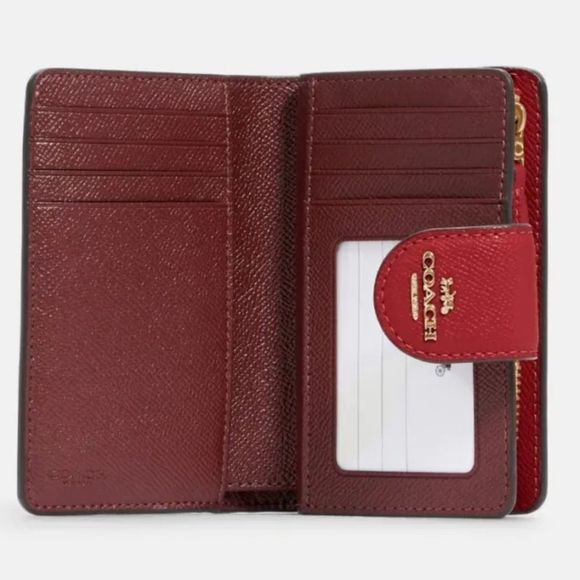 COACH MEDIUM CORNER ZIP WALLET IN RED #6390 - Picture 2 of 2